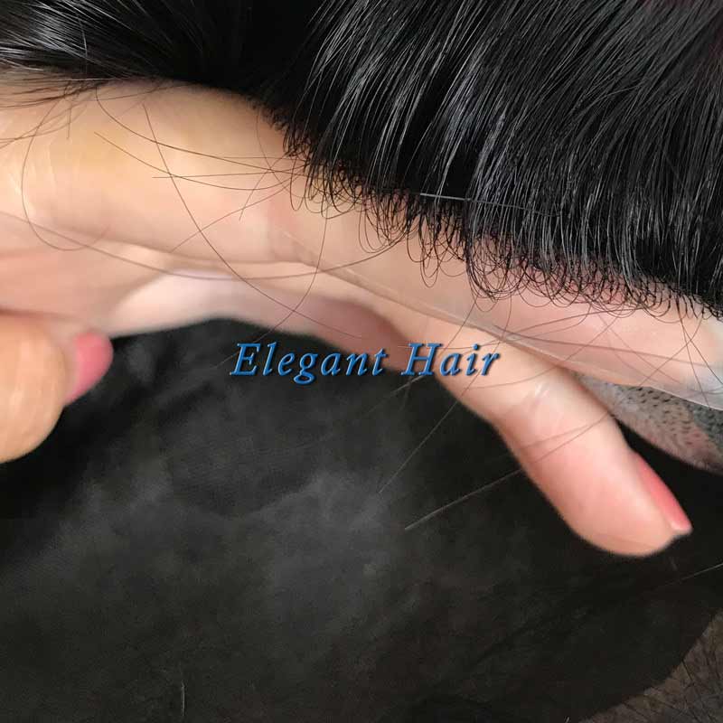 Elegant Hair Fine Mono with Thin Skin Perimeter Hair replacement for Men