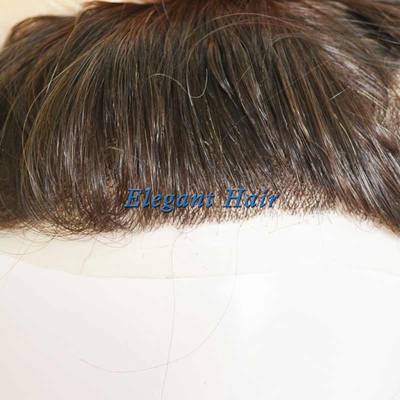 Indian Human remy Hair Invisible Thin Skin Injected Toupee in stock